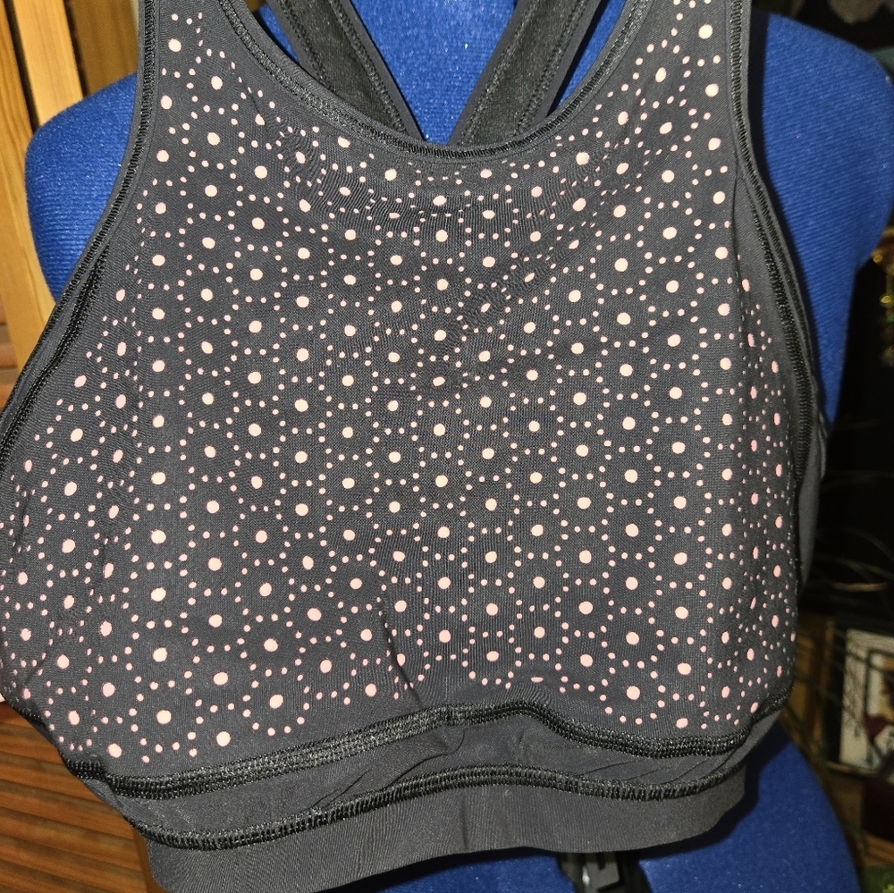 Lululemon Color Me Quick Black and Pink Patterned Sports Bra - Picture 5 of 6
